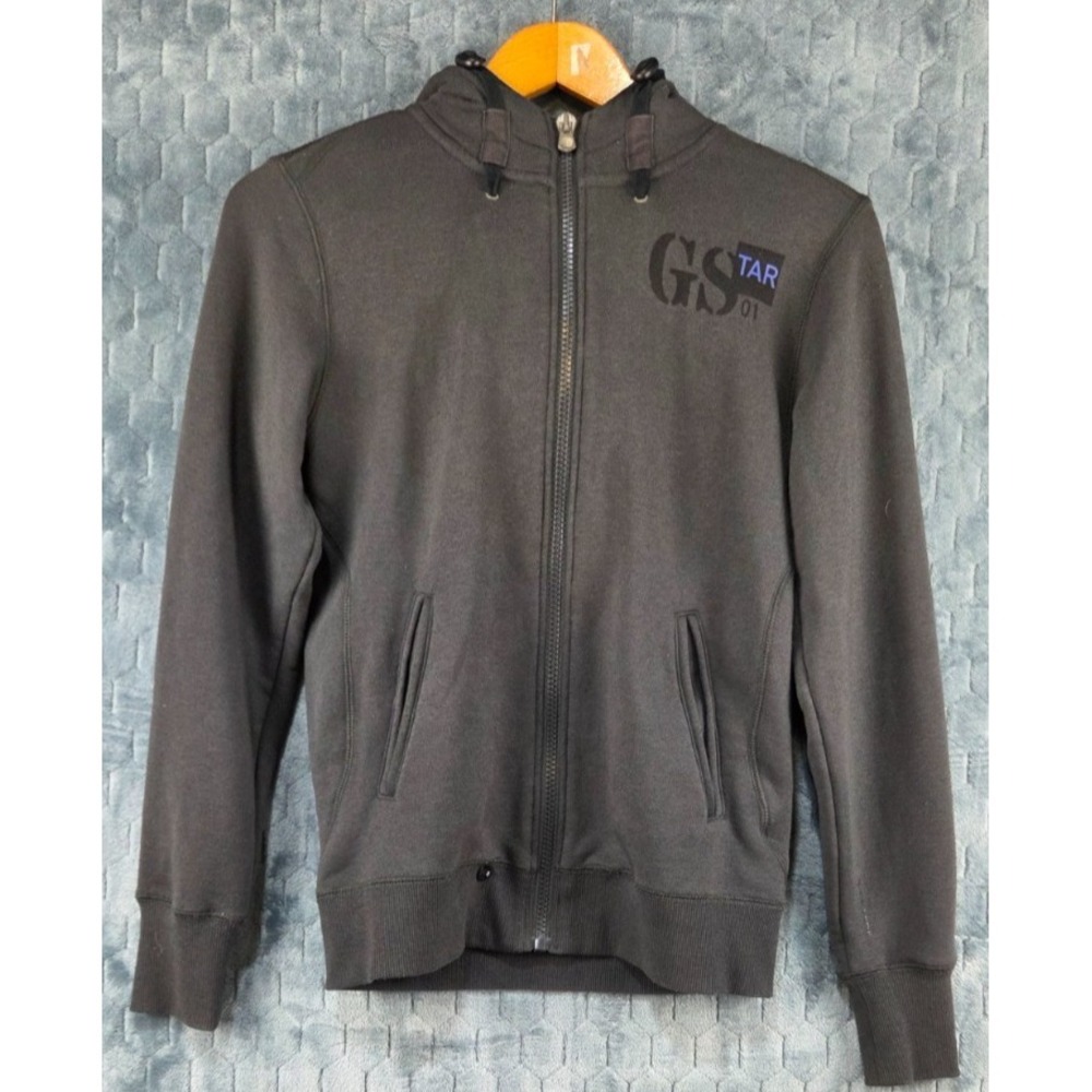 G Star Raw Full Zip Knit Hooded Jacket Hoodie Men's Size S Gray